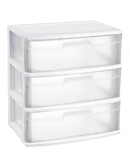 Tradineur - Cajonera de organización Nilo - Ideal para el hogar o el trabajo - Fabricación en plástico - 3 Cajones translucido