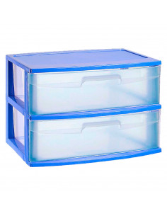 Tradineur - Cajonera de organización Nilo - Ideal para el hogar o el trabajo - Fabricación en plástico - 2 Cajones Translucido