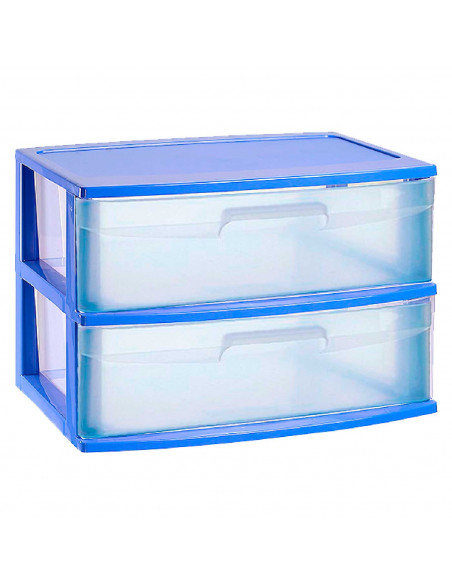 Tradineur - Cajonera de organización Nilo - Ideal para el hogar o el trabajo - Fabricación en plástico - 2 Cajones Translucido