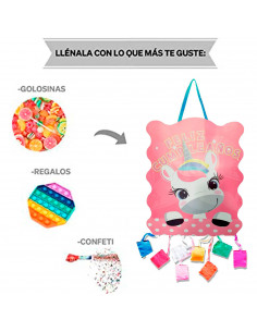 Tradineur - Piñata de unicornio, feliz cumpleaños, cartón, rellenar con golosinas, chuches, decoración infantil para fiestas, ni 2