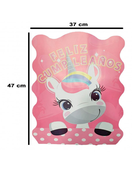 Tradineur - Piñata de unicornio, feliz cumpleaños, cartón, rellenar con golosinas, chuches, decoración infantil para fiestas, ni