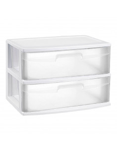 Tradineur - Cajonera de organización Nilo - Ideal para el hogar o el trabajo - Fabricación en plástico - 2 Cajones Translucido