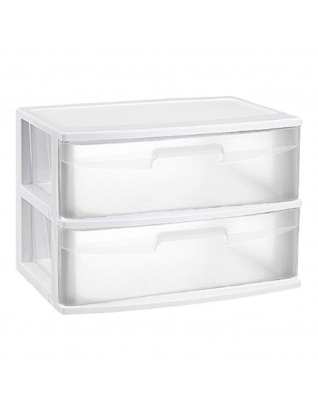Tradineur - Cajonera de organización Nilo - Ideal para el hogar o el trabajo - Fabricación en plástico - 2 Cajones Translucido