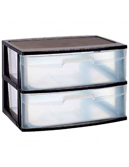 Tradineur - Cajonera de organización Nilo - Ideal para el hogar o el trabajo - Fabricación en plástico - 2 Cajones translucido