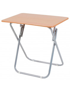 Tradineur - Mesa auxiliar plegable con estructura de madera y metal, altura fija, patas antideslizantes, portátil, jardín, terra