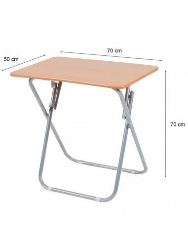 Tradineur - Mesa auxiliar plegable con estructura de madera y metal, altura fija, patas antideslizantes, portátil, jardín, terra