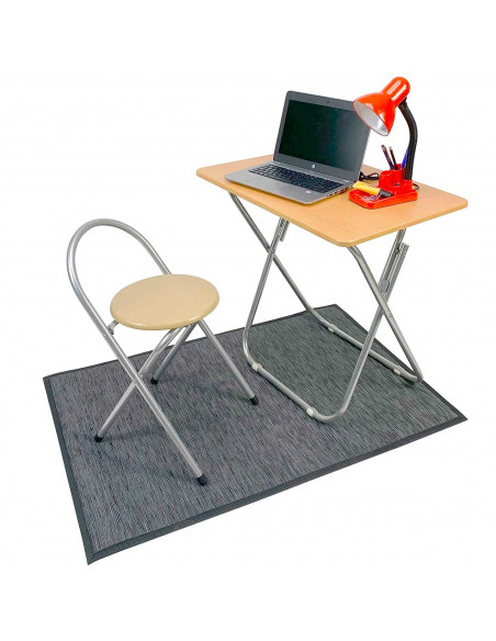 Tradineur - Mesa auxiliar plegable con estructura de madera y metal, altura fija, patas antideslizantes, portátil, jardín, terra