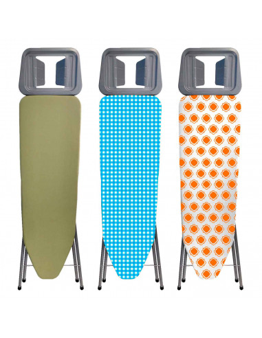 Tradineur - Tabla de planchar, 100% algodón, altura regulable, estructura metálica, soporte para plancha y patas antideslizantes