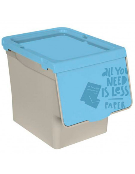 Tradineur - Contenedor apilable de polipropileno, cubo de basura, caja de almacenamiento de residuos, fácil apertura, reciclaje,