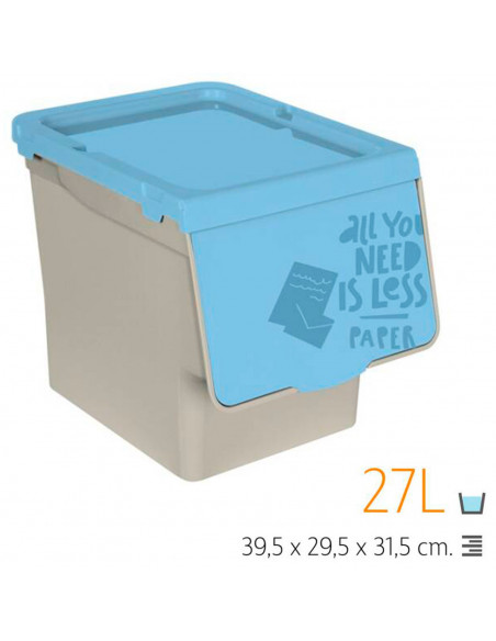 Tradineur - Contenedor apilable de polipropileno, cubo de basura, caja de almacenamiento de residuos, fácil apertura, reciclaje,