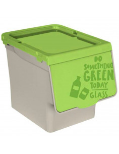 Tradineur - Contenedor de polipropileno apilable, cubo de basura, caja de almacenamiento de residuos, fácil apertura, reciclaje,