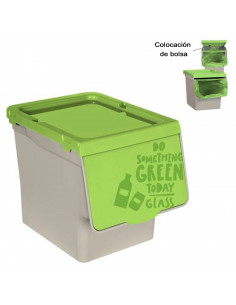Tradineur - Contenedor de polipropileno apilable, cubo de basura, caja de almacenamiento de residuos, fácil apertura, reciclaje, 2