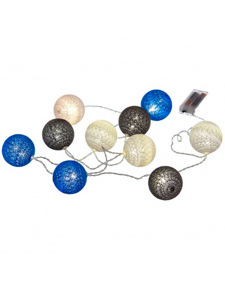 Tradineur - Guirnalda de luces LED con 10 bolas, tira de luz para interior, funciona con pilas, incluye mando de encendido, deco