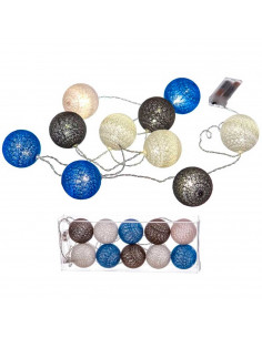 Tradineur - Guirnalda de luces LED con 10 bolas, tira de luz para interior, funciona con pilas, incluye mando de encendido, deco 2