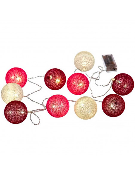 Tradineur - Guirnalda de luces LED, 10 bolas, tira de luz para interior, funciona con pilas, incluye mando de encendido, decorac