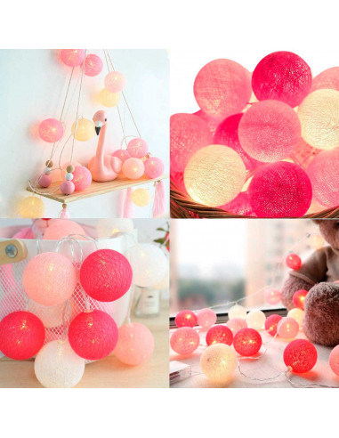 Tradineur - Guirnalda de luces LED, 10 bolas, tira de luz para interior, funciona con pilas, incluye mando de encendido, decorac