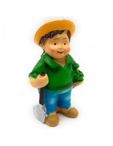 Tradineur - Figura de granjero Naïf para Belén, marmolina, aldeano decorativo para nacimiento, pesebre, Navidad, adorno tradicio