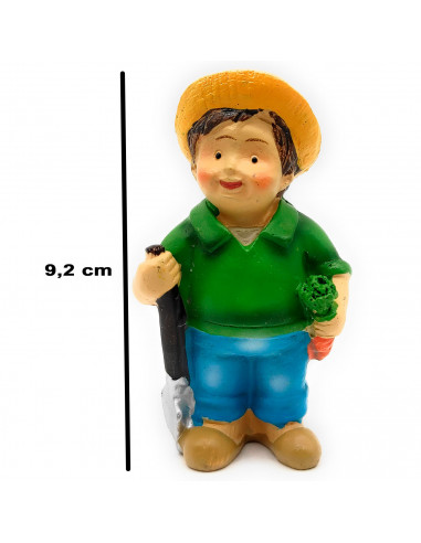 Tradineur - Figura de granjero Naïf para Belén, marmolina, aldeano decorativo para nacimiento, pesebre, Navidad, adorno tradicio