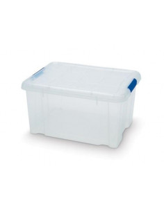 Tradineur - Caja de plástico transparente de 21,5 x 39,5 x 29,5 cm, con capacidad de 16  litros, Contenedor de plástico para alm