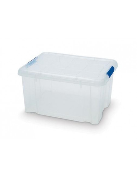 Tradineur - Caja de plástico transparente de 21,5 x 39,5 x 29,5 cm, con capacidad de 16  litros, Contenedor de plástico para alm