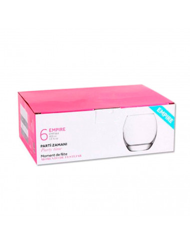 Tradineur - Set de 6 vasos de cristal, modelo "Empire", base gruesa, resistentes, aptos para lavavajillas, servir whisky, bedida