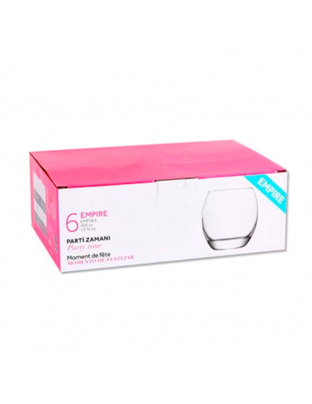 Tradineur - Set de 6 vasos de cristal, modelo "Empire", base gruesa, resistentes, aptos para lavavajillas, servir whisky, bedida