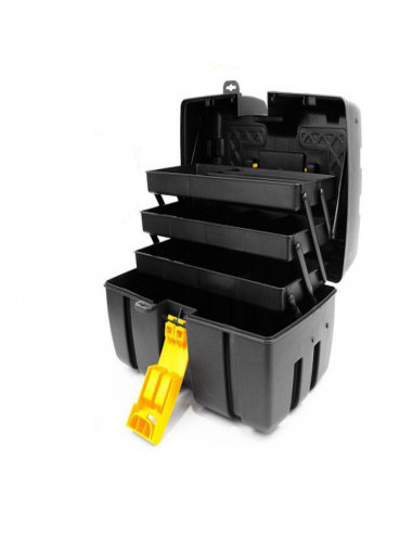 Caja herramientas de plástico con 3 bandejas, arcón especial para bricolaje con divisiones para guardar o almacenar utensilios (