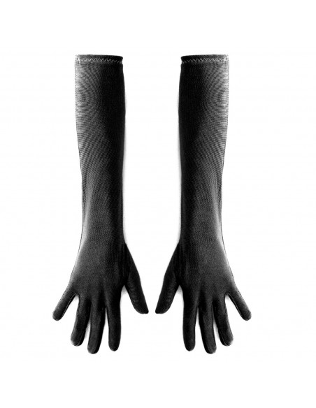 Tradineur - Guantes Largos de 45 cm - Fabricado en poliéster - Talla única para adultos - Ideal para carnaval o Halloween - Colo