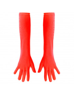 Tradineur - Guantes Largos de 45 cm - Fabricado en poliéster - Talla única para adultos - Ideal para carnaval o Halloween - Colo