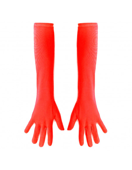 Tradineur - Guantes Largos de 45 cm - Fabricado en poliéster - Talla única para adultos - Ideal para carnaval o Halloween - Colo