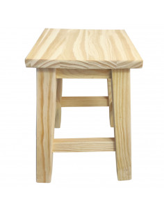 Tradineur - Taburete cuadrado de madera natural sin tratar, banqueta con reposapiés, estable y robusto, hogar, 35,4 x 22,5 x 22, 2