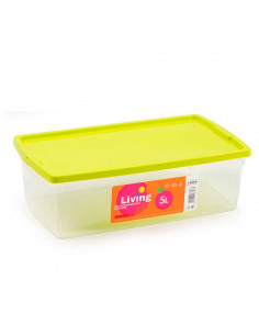 Tradineur - Caja de plástico de color surtido, de 10,3 x 33,5 x 19 cm,con capacidad para 5 litros. Baúl con tapa para organizaci