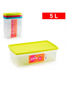 Tradineur - Caja de plástico de color surtido, de 10,3 x 33,5 x 19 cm,con capacidad para 5 litros. Baúl con tapa para organizaci 2