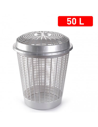 Tradineur - Cesto para ropa sucia redondo con tapa, 57,5 x 45,7 cm, pongotodo, cubo para almacenar la colada, diseño a rayas, fa