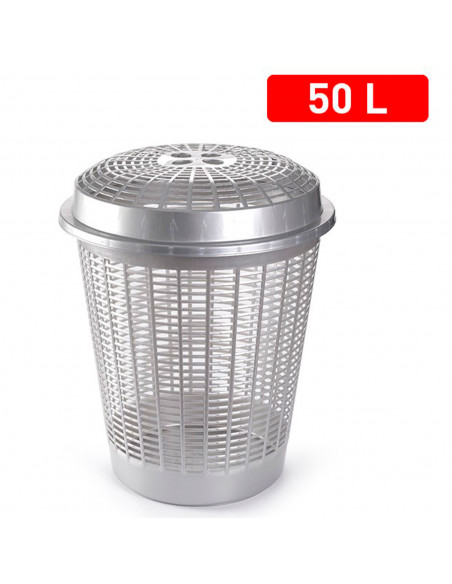 Tradineur - Cesto para ropa sucia redondo con tapa, 57,5 x 45,7 cm, pongotodo, cubo para almacenar la colada, diseño a rayas, fa