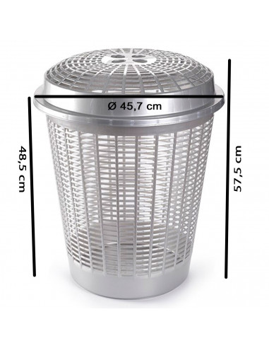 Tradineur - Cesto para ropa sucia redondo con tapa, 57,5 x 45,7 cm, pongotodo, cubo para almacenar la colada, diseño a rayas, fa
