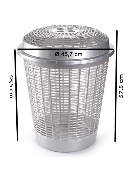 Tradineur - Cesto para ropa sucia redondo con tapa, 57,5 x 45,7 cm, pongotodo, cubo para almacenar la colada, diseño a rayas, fa