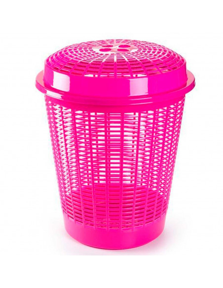 Tradineur - Cesto redondo para ropa sucia, 57,5 x 45,7 cm, pongotodo con tapa, cubo para almacenar la colada, diseño a rayas, fa