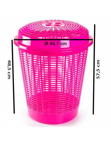 Tradineur - Cesto redondo para ropa sucia, 57,5 x 45,7 cm, pongotodo con tapa, cubo para almacenar la colada, diseño a rayas, fa