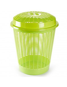 Tradineur - Cesto para ropa sucia con tapa, 57,5 x 45,7 cm, pongotodo redondo, cubo para almacenar la colada, diseño a rayas, fa