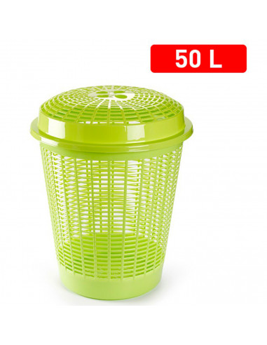 Tradineur - Cesto para ropa sucia con tapa, 57,5 x 45,7 cm, pongotodo redondo, cubo para almacenar la colada, diseño a rayas, fa