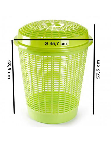 Tradineur - Cesto para ropa sucia con tapa, 57,5 x 45,7 cm, pongotodo redondo, cubo para almacenar la colada, diseño a rayas, fa