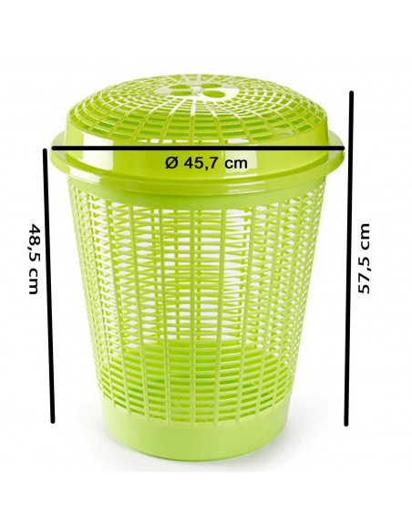 Tradineur - Cesto para ropa sucia con tapa, 57,5 x 45,7 cm, pongotodo redondo, cubo para almacenar la colada, diseño a rayas, fa