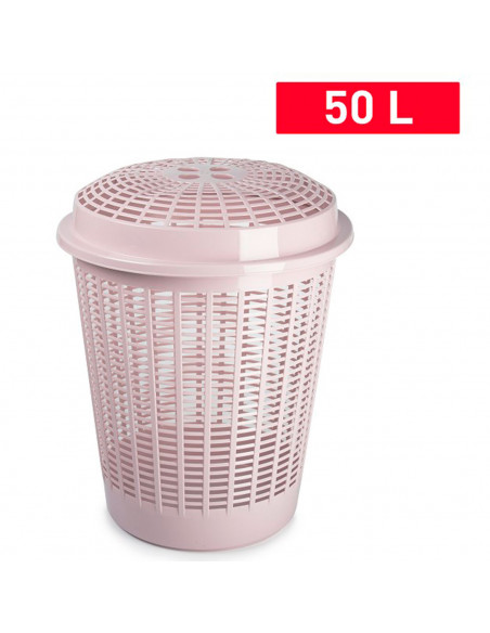 Tradineur - Cesto redondo para ropa sucia con tapa, 57,5 x 45,7 cm, pongotodo, cubo para almacenar la colada, diseño a rayas, fa