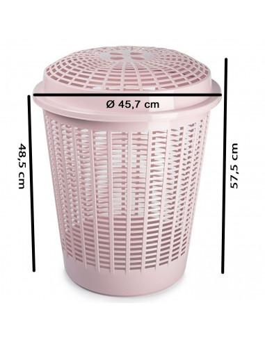 Tradineur - Cesto redondo para ropa sucia con tapa, 57,5 x 45,7 cm, pongotodo, cubo para almacenar la colada, diseño a rayas, fa