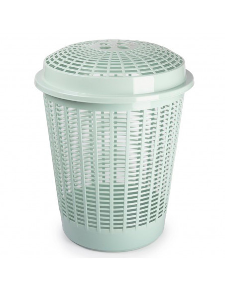 Tradineur - Cesto, pongotodo redondo para ropa sucia con tapa, 57,5 x 45,7 cm, cubo para almacenar la colada, diseño a rayas, fa