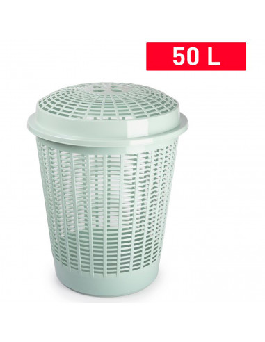 Tradineur - Cesto, pongotodo redondo para ropa sucia con tapa, 57,5 x 45,7 cm, cubo para almacenar la colada, diseño a rayas, fa