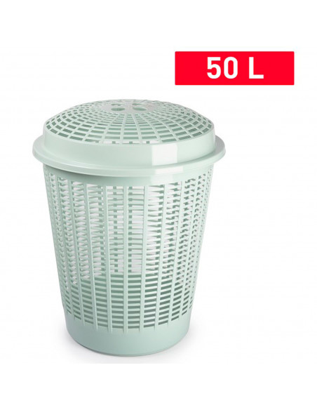 Tradineur - Cesto, pongotodo redondo para ropa sucia con tapa, 57,5 x 45,7 cm, cubo para almacenar la colada, diseño a rayas, fa