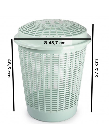 Tradineur - Cesto, pongotodo redondo para ropa sucia con tapa, 57,5 x 45,7 cm, cubo para almacenar la colada, diseño a rayas, fa