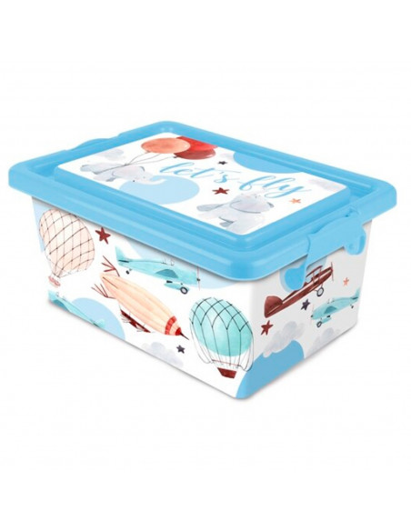 Tradineur  Caja de almacenamiento  Diseño Lets fly  Capacidad de 3,7 Litros  Fabricado en España - Contenedor para almacenar